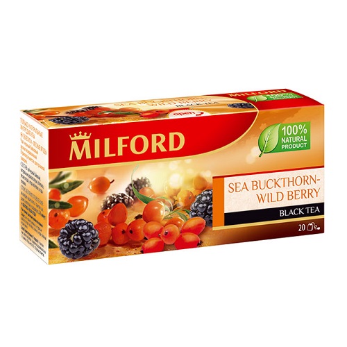 Milford черный чай Облепиха - Лесные ягоды, 20 пакетиков
